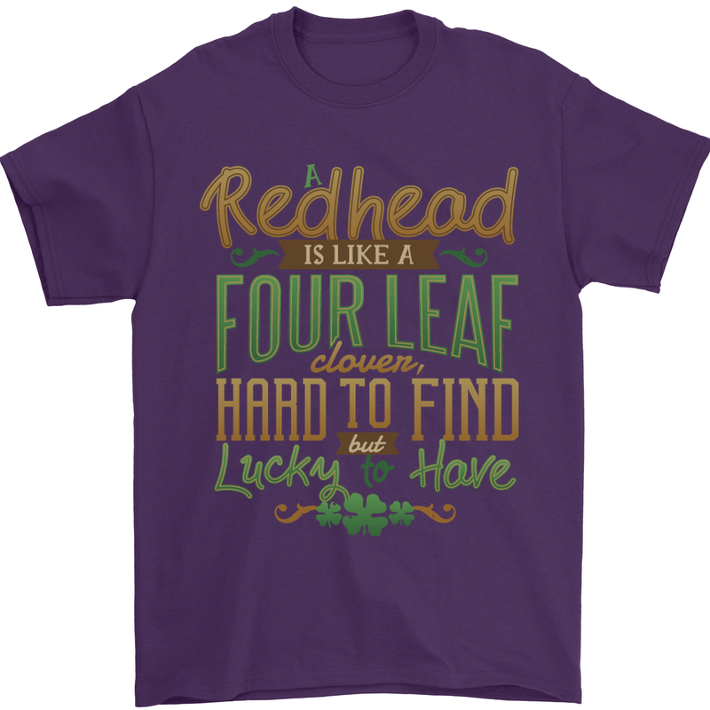 St Patricks Day Redhead Ginger Funny Irish Mens T-Shirt Cotton Gildan Purple
