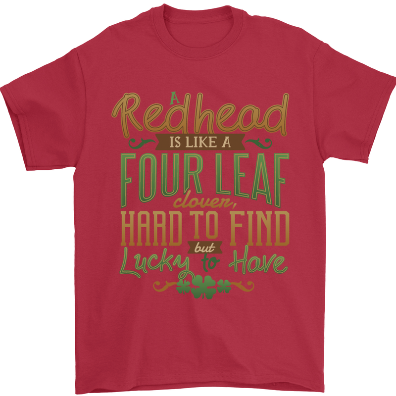 St Patricks Day Redhead Ginger Funny Irish Mens T-Shirt Cotton Gildan Red
