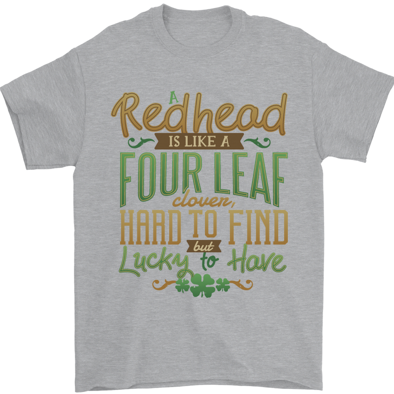 St Patricks Day Redhead Ginger Funny Irish Mens T-Shirt Cotton Gildan Sports Grey