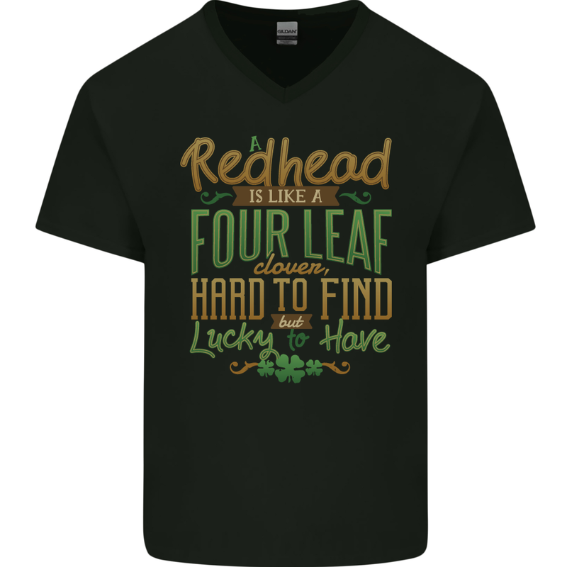 St Patricks Day Redhead Ginger Funny Irish Mens V-Neck Cotton T-Shirt Black