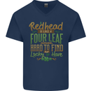 St Patricks Day Redhead Ginger Funny Irish Mens V-Neck Cotton T-Shirt Navy Blue