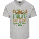 St Patricks Day Redhead Ginger Funny Irish Mens V-Neck Cotton T-Shirt Sports Grey