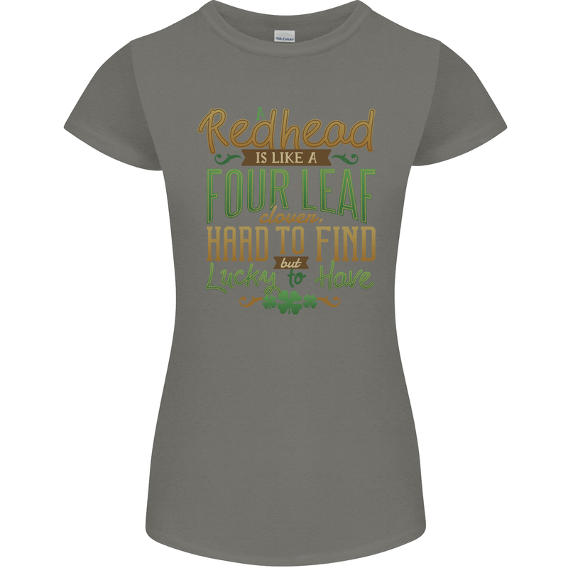 St Patricks Day Redhead Ginger Funny Irish Womens Petite Cut T-Shirt Charcoal