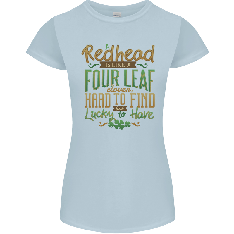 St Patricks Day Redhead Ginger Funny Irish Womens Petite Cut T-Shirt Light Blue