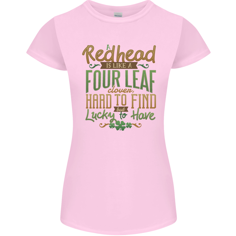 St Patricks Day Redhead Ginger Funny Irish Womens Petite Cut T-Shirt Light Pink