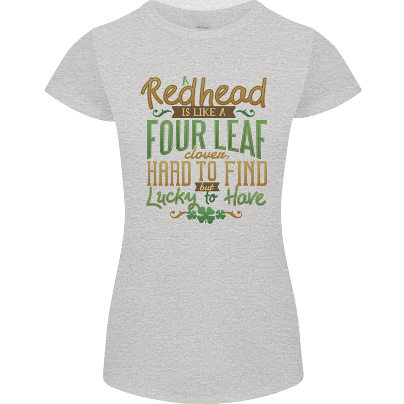 St Patricks Day Redhead Ginger Funny Irish Womens Petite Cut T-Shirt Sports Grey