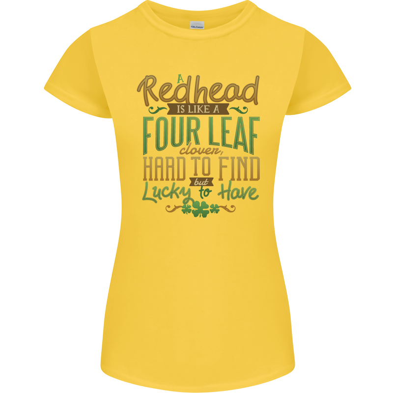 St Patricks Day Redhead Ginger Funny Irish Womens Petite Cut T-Shirt Yellow