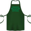St Patricks Day Says Drink up Bitches Beer Cotton Apron 100% Organic Forest Green