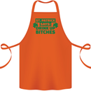 St Patricks Day Says Drink up Bitches Beer Cotton Apron 100% Organic Orange