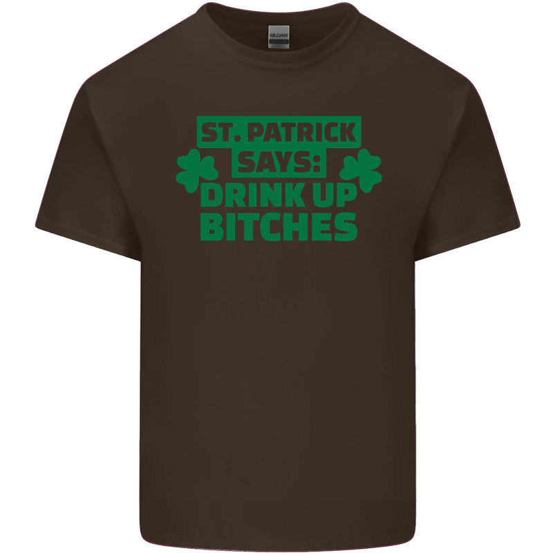 St Patricks Day Says Drink up Bitches Beer Kids T-Shirt Childrens Chocolate