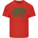 St Patricks Day Says Drink up Bitches Beer Kids T-Shirt Childrens Red