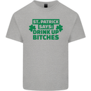 St Patricks Day Says Drink up Bitches Beer Kids T-Shirt Childrens Sports Grey