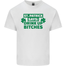 St Patricks Day Says Drink up Bitches Beer Kids T-Shirt Childrens White