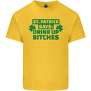 St Patricks Day Says Drink up Bitches Beer Kids T-Shirt Childrens Yellow