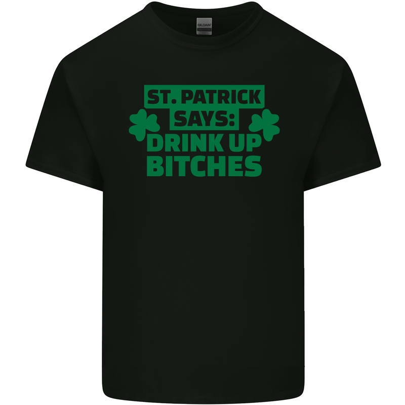St Patricks Day Says Drink up Bitches Beer Mens Cotton T-Shirt Tee Top Black