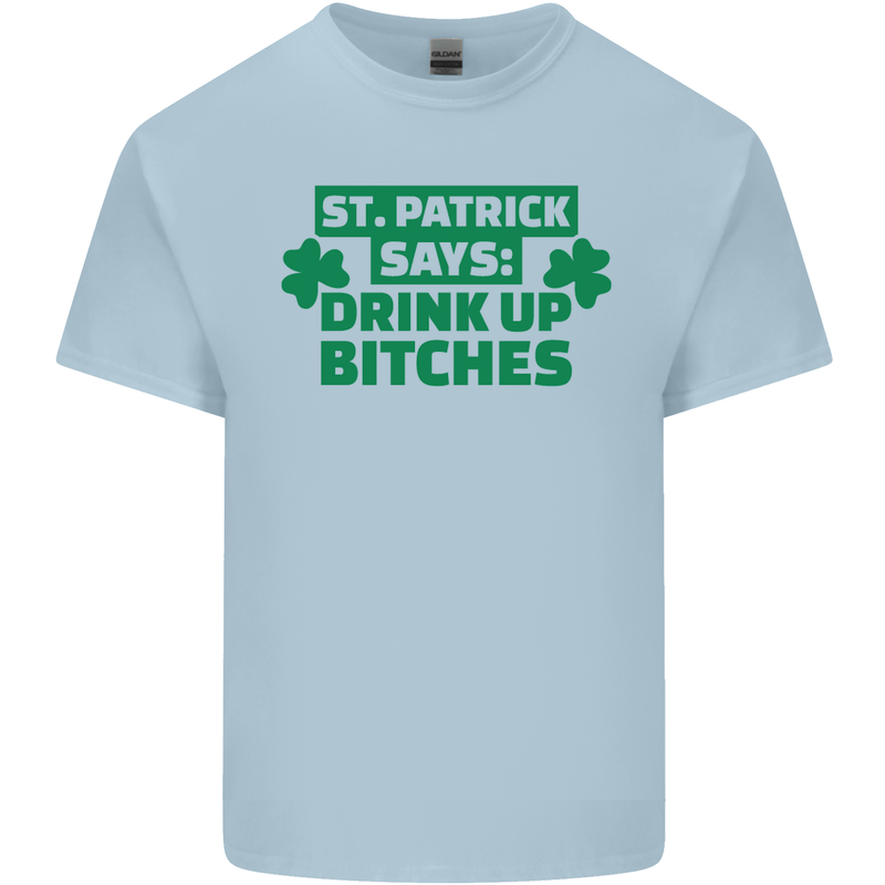 St Patricks Day Says Drink up Bitches Beer Mens Cotton T-Shirt Tee Top Light Blue