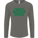 St Patricks Day Says Drink up Bitches Beer Mens Long Sleeve T-Shirt Charcoal