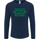 St Patricks Day Says Drink up Bitches Beer Mens Long Sleeve T-Shirt Navy Blue