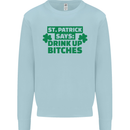 St Patricks Day Says Drink up Bitches Beer Mens Sweatshirt Jumper Light Blue