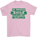 St Patricks Day Says Drink up Bitches Beer Mens T-Shirt Cotton Gildan Light Pink