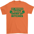 St Patricks Day Says Drink up Bitches Beer Mens T-Shirt Cotton Gildan Orange