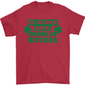 St Patricks Day Says Drink up Bitches Beer Mens T-Shirt Cotton Gildan Red