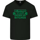 St Patricks Day Says Drink up Bitches Beer Mens V-Neck Cotton T-Shirt Black