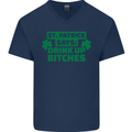 St Patricks Day Says Drink up Bitches Beer Mens V-Neck Cotton T-Shirt Navy Blue