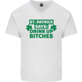St Patricks Day Says Drink up Bitches Beer Mens V-Neck Cotton T-Shirt White