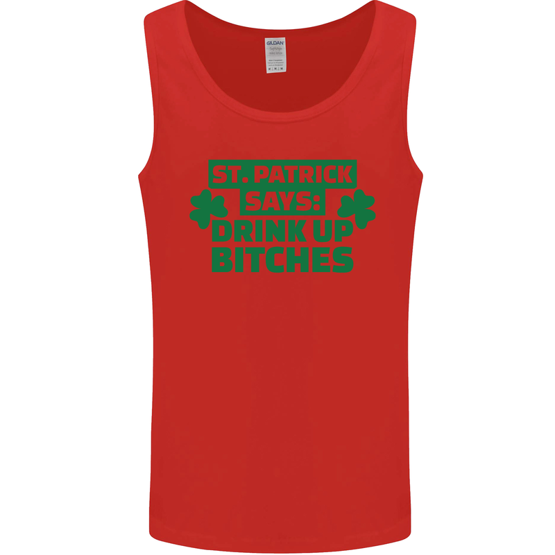 St Patricks Day Says Drink up Bitches Beer Mens Vest Tank Top Red