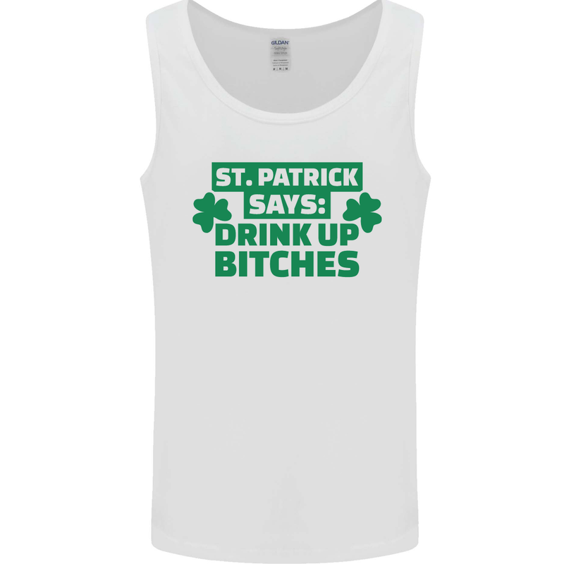 St Patricks Day Says Drink up Bitches Beer Mens Vest Tank Top White