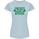 St Patricks Day Says Drink up Bitches Beer Womens Petite Cut T-Shirt Light Blue