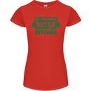 St Patricks Day Says Drink up Bitches Beer Womens Petite Cut T-Shirt Red