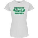St Patricks Day Says Drink up Bitches Beer Womens Petite Cut T-Shirt White