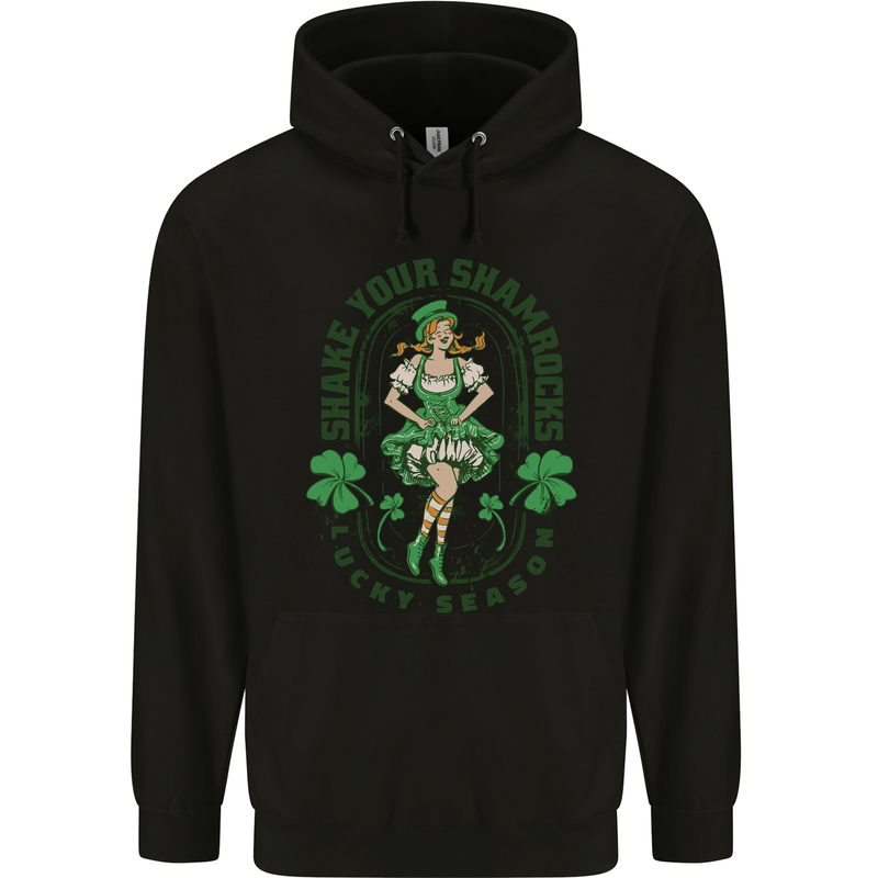 St Patricks Day Shake Your Shamrocks Childrens Kids Hoodie Black