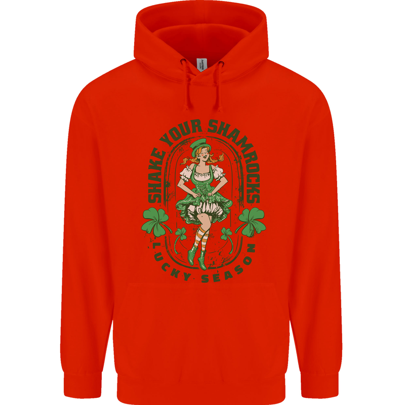 St Patricks Day Shake Your Shamrocks Childrens Kids Hoodie Bright Red