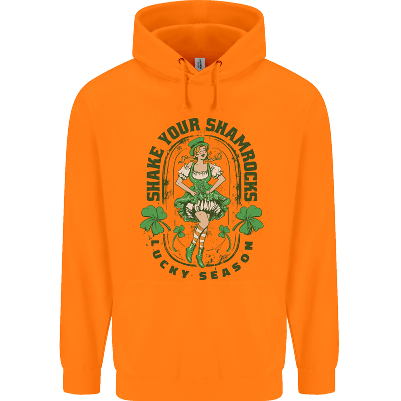 St Patricks Day Shake Your Shamrocks Childrens Kids Hoodie Orange