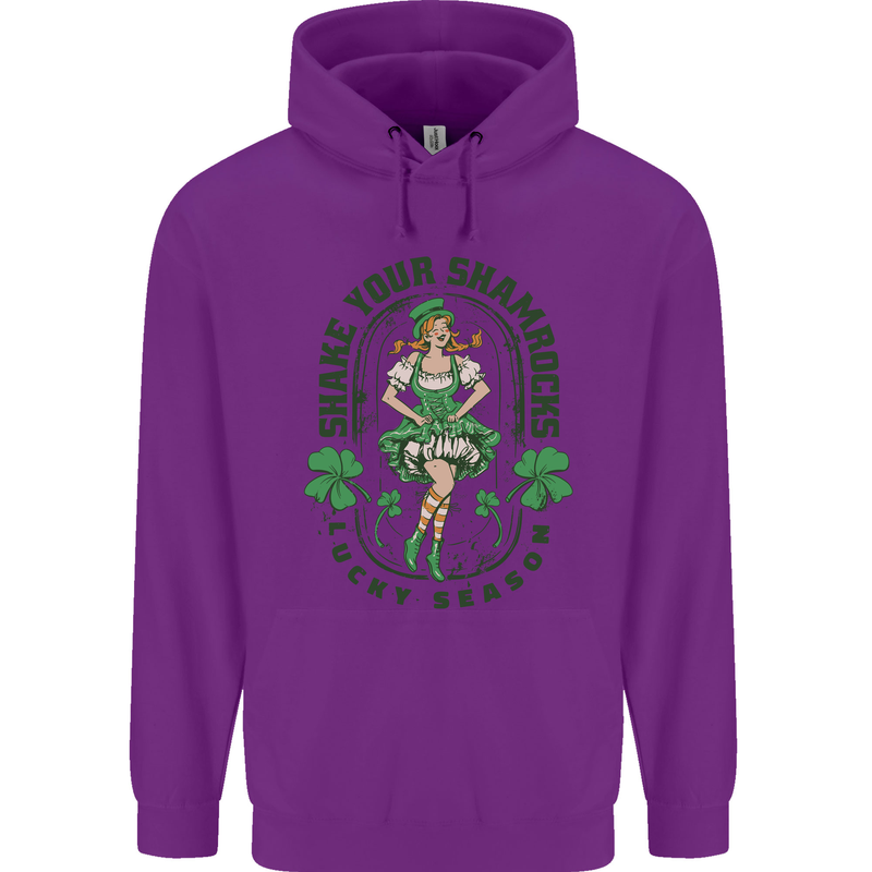 St Patricks Day Shake Your Shamrocks Childrens Kids Hoodie Purple