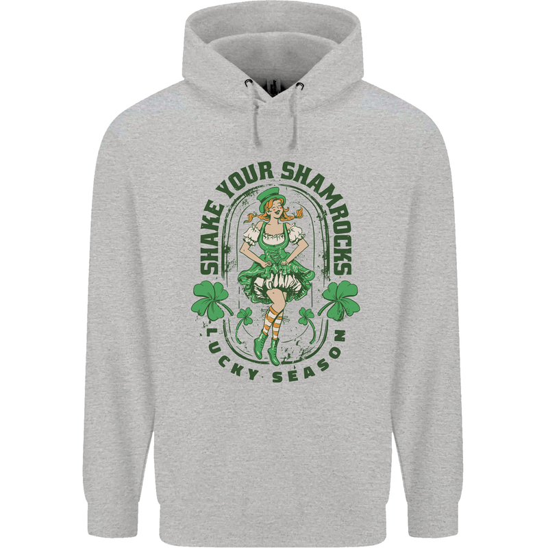 St Patricks Day Shake Your Shamrocks Childrens Kids Hoodie Sports Grey