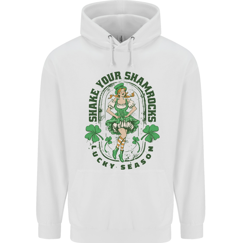 St Patricks Day Shake Your Shamrocks Childrens Kids Hoodie White