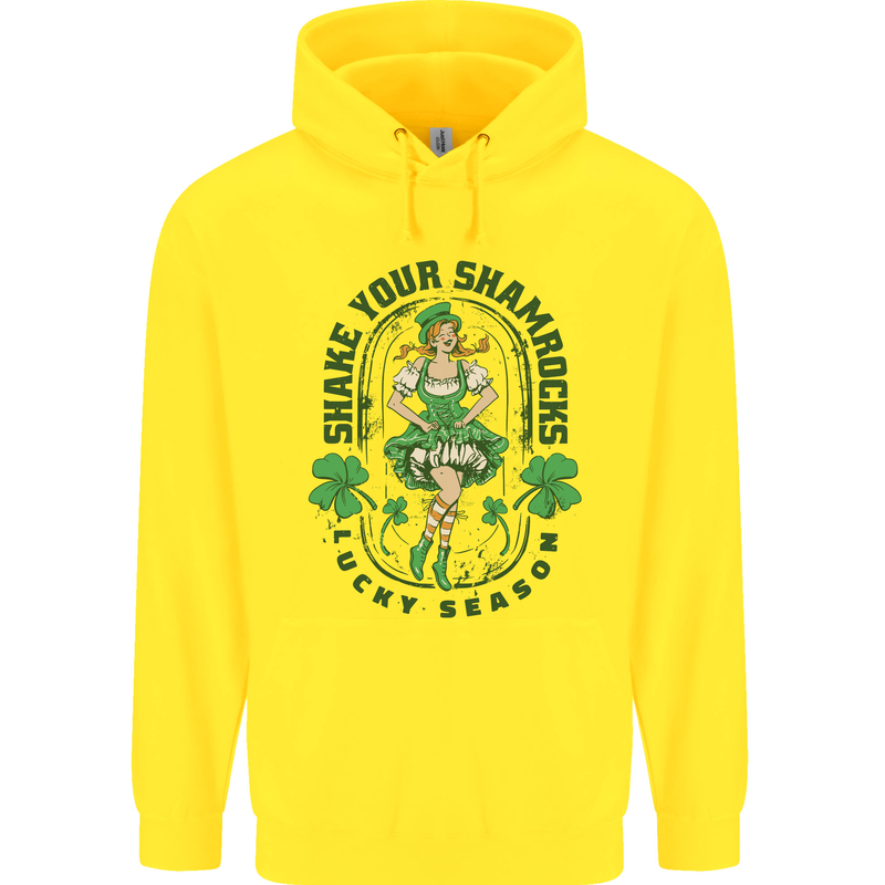 St Patricks Day Shake Your Shamrocks Childrens Kids Hoodie Yellow
