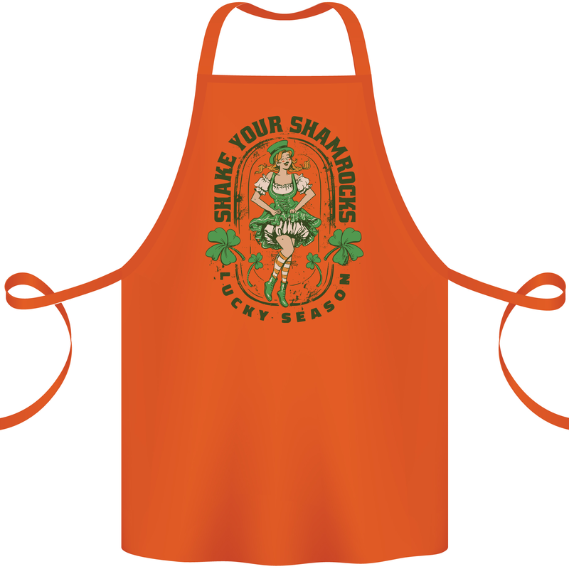 St Patricks Day Shake Your Shamrocks Cotton Apron 100% Organic Orange
