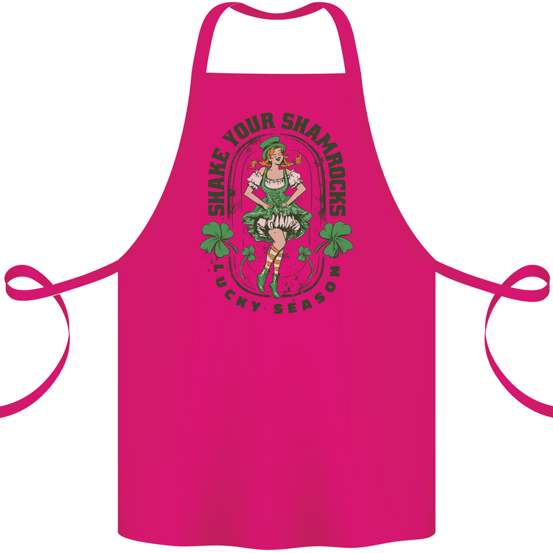 St Patricks Day Shake Your Shamrocks Cotton Apron 100% Organic Pink