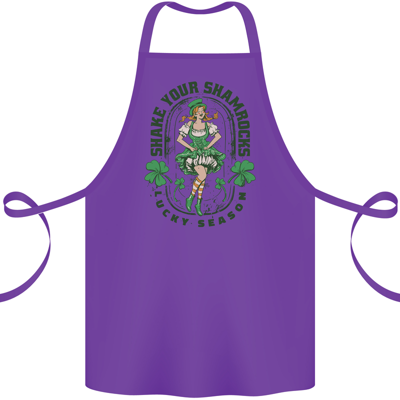 St Patricks Day Shake Your Shamrocks Cotton Apron 100% Organic Purple