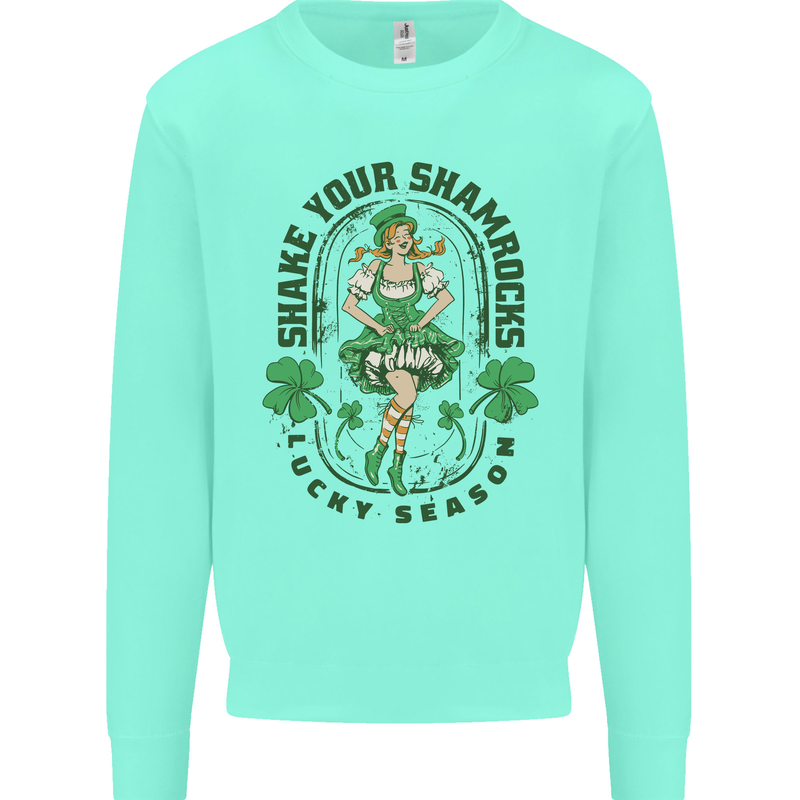 St Patricks Day Shake Your Shamrocks Kids Sweatshirt Jumper Peppermint