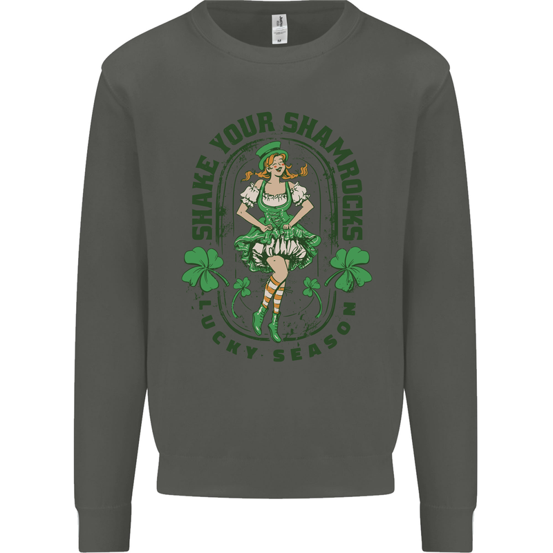 St Patricks Day Shake Your Shamrocks Kids Sweatshirt Jumper Storm Grey
