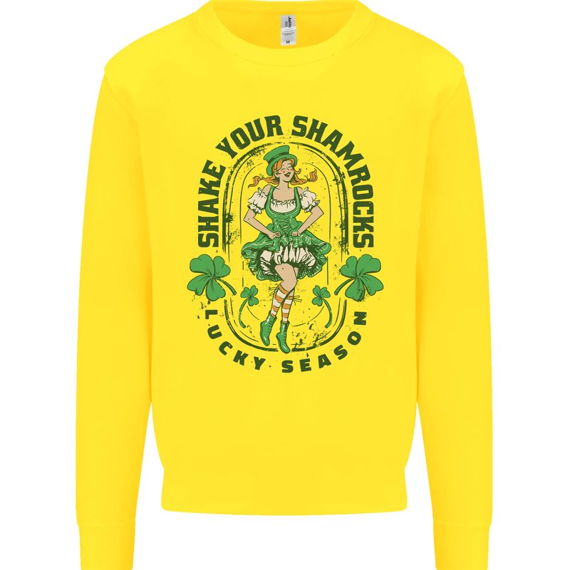 St Patricks Day Shake Your Shamrocks Kids Sweatshirt Jumper Yellow