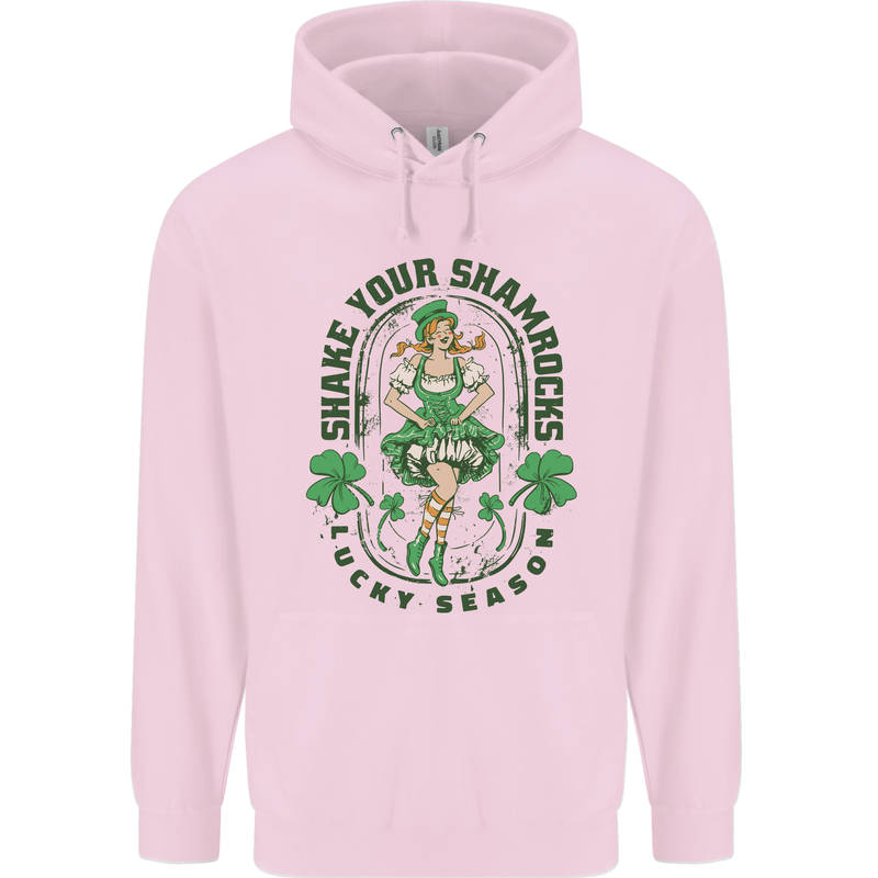 St Patricks Day Shake Your Shamrocks Mens 80% Cotton Hoodie Light Pink