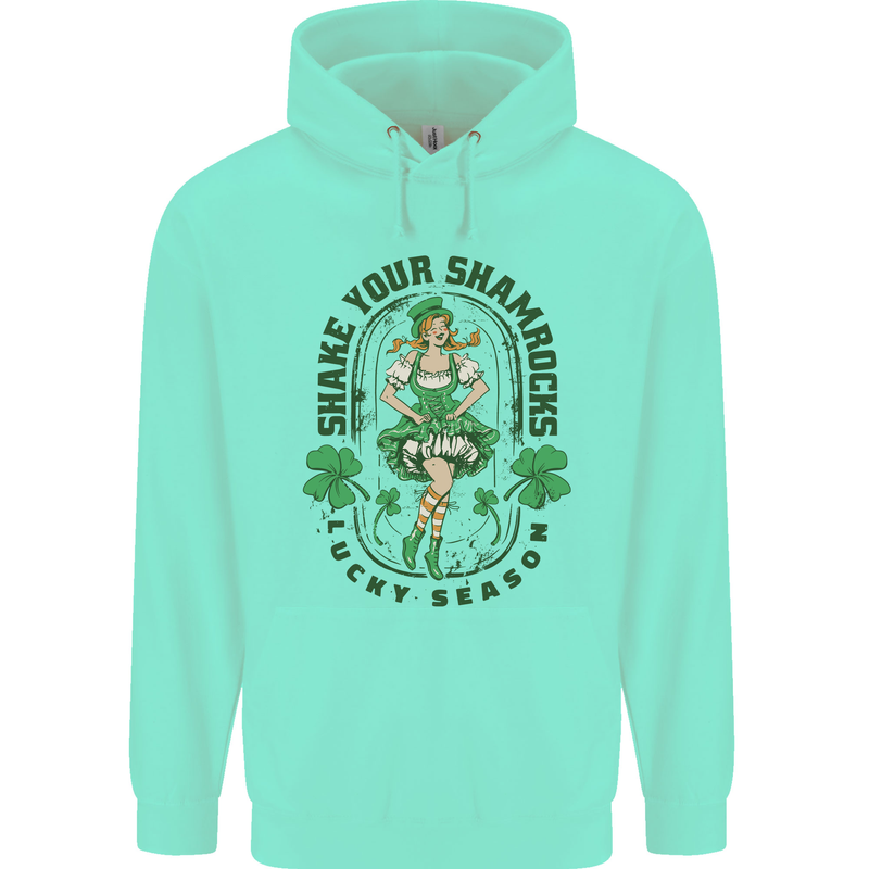 St Patricks Day Shake Your Shamrocks Mens 80% Cotton Hoodie Peppermint