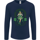 St Patricks Day Shake Your Shamrocks Mens Long Sleeve T-Shirt Navy Blue